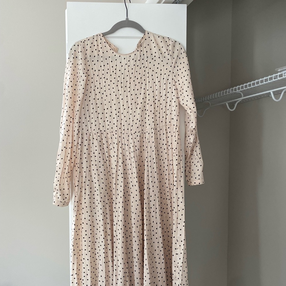 zara satin long sleeve high neck maxi dress